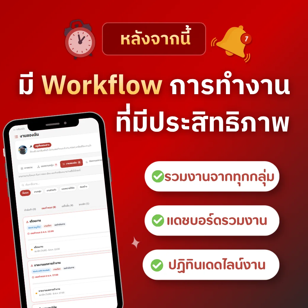 มี Workflow การทำงานที่มีประสิทธิภาพ — รวมงานจากทุกกลุ่ม แดชบอร์ดรวมงาน ปฏิทินเดดไลน์งาน